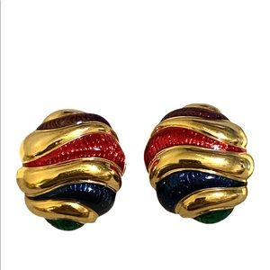 Vintage Joan Rivers multi color clip on earrings